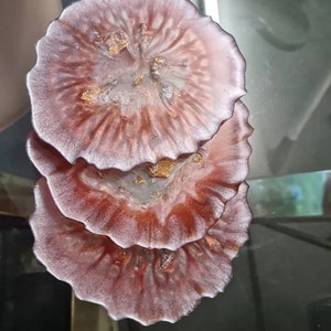 Handmade Blush Pink & clear Agate Geode Resin Coaster | Peony Plant | Bespoke | Wine | Jewellery Drinks, Home decor | Housewarming Gift