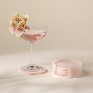 Maeve | Set of 4 Handmade Resin Marble Coasters- Tabletop, Barware Decorative Gift Ideas