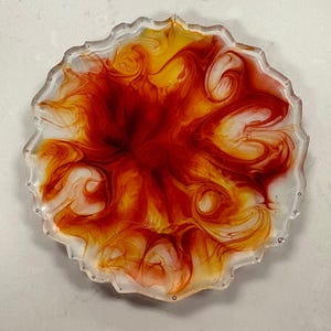 Orange Swirl Geode Resin Coaster